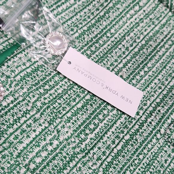 NWT NY&Co Green Tweed & Pearl Classic Dress - Picture 5 of 6